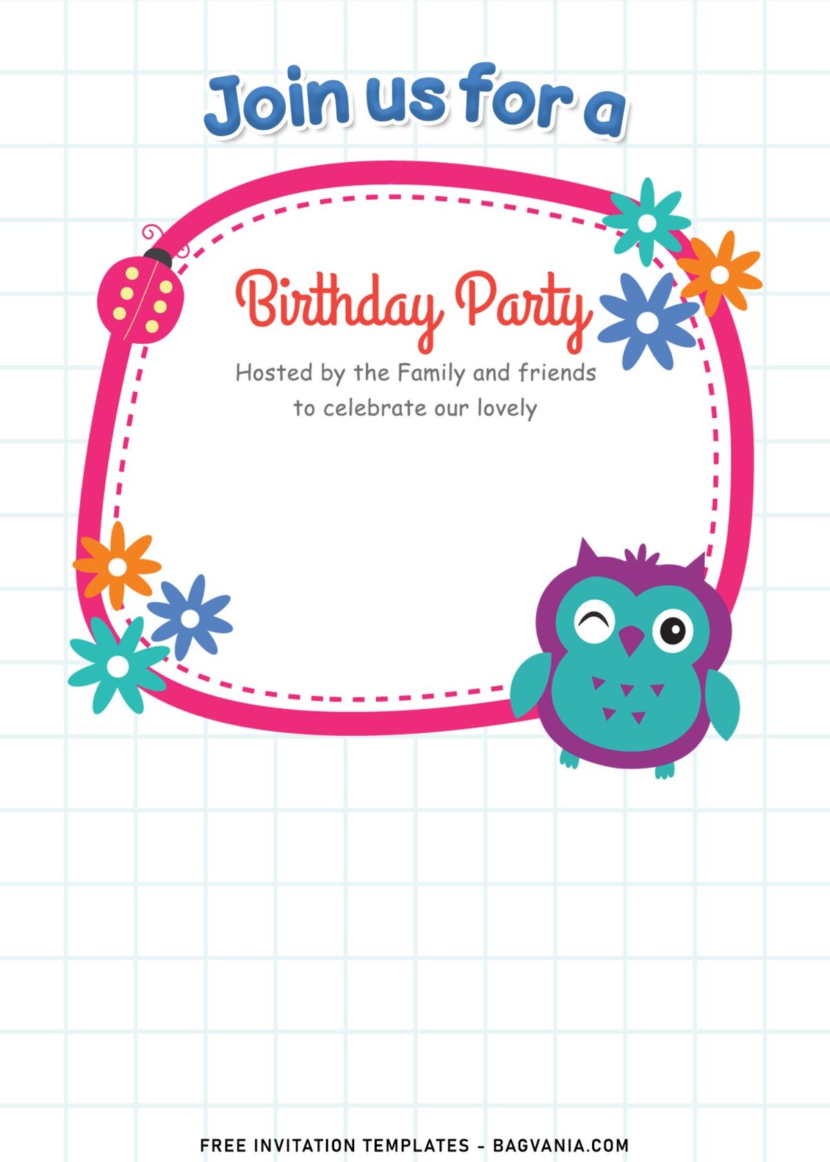 11+ Cute Owl Birthday Invitation Templates For Your Little Ones' Birthday with cute text frame