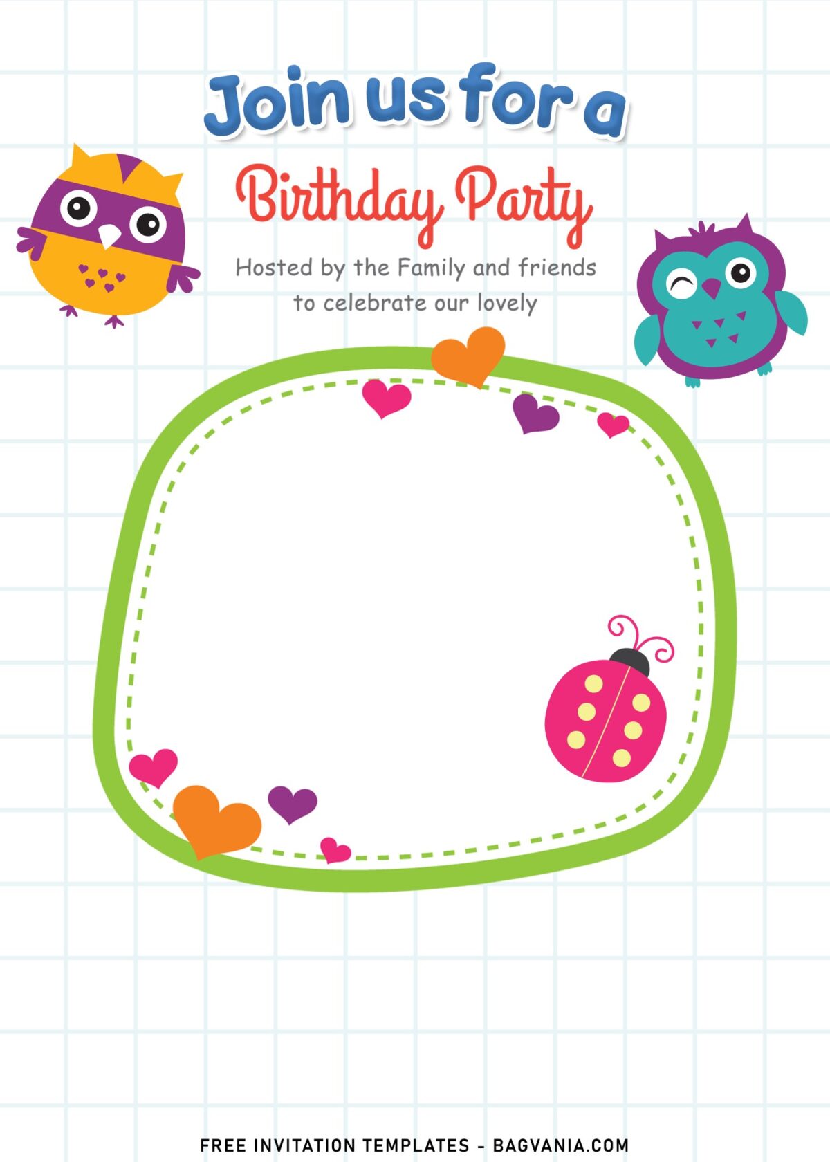 11+ Cute Owl Birthday Invitation Templates For Your Little Ones' Birthday with cute lady bug
