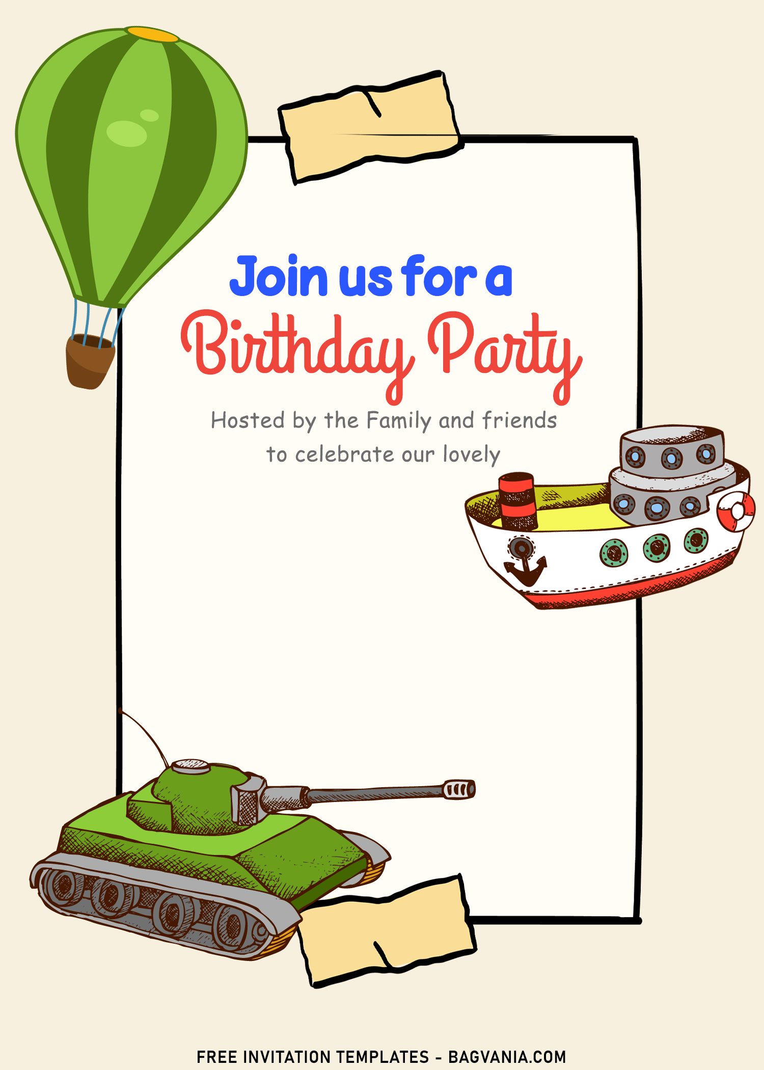 11+ Loveable Cartoon Transportation Invitation Templates For Joint Birthday  | FREE Printable Birthday Invitation Templates - Bagvania
