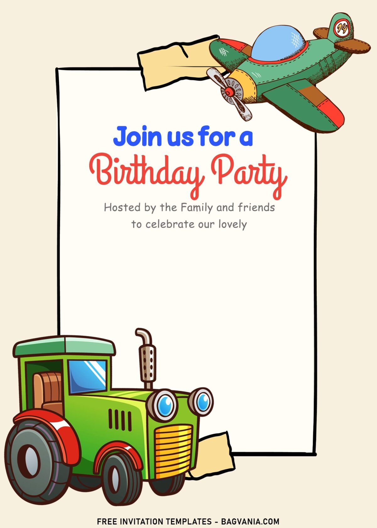 11+ Loveable Cartoon Transportation Joint Birthday Invitation Templates with Cartoon Airplane