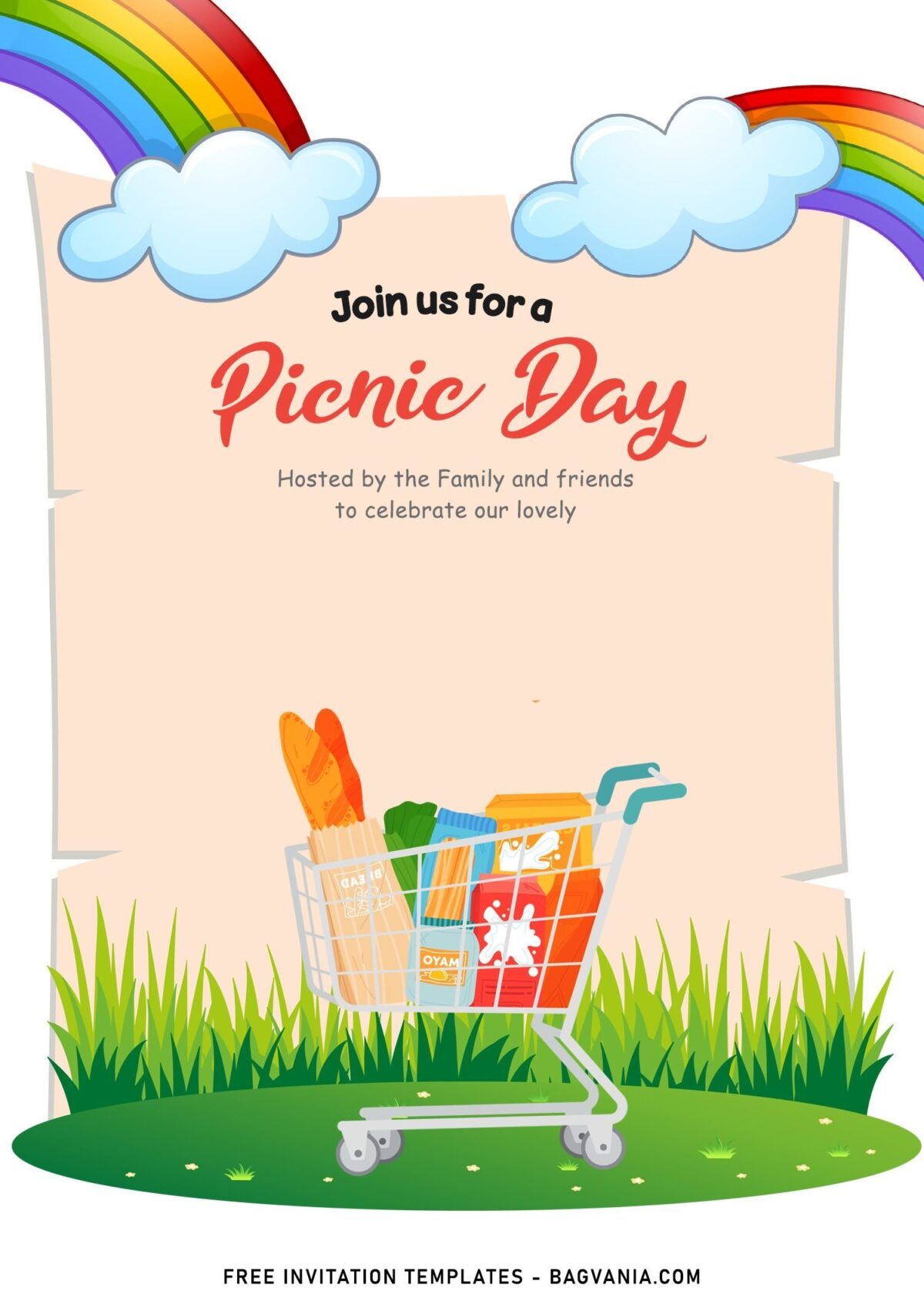 11+ Kids Picnic Day Birthday Invitation Templates Perfect For Spring with beautiful rainbow