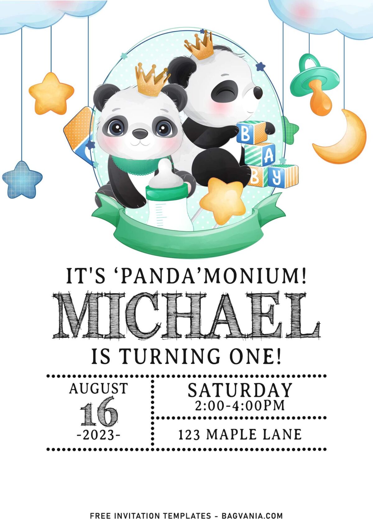 11+ Adorable Baby Panda And Mom - Kids Birthday Invitation Templates