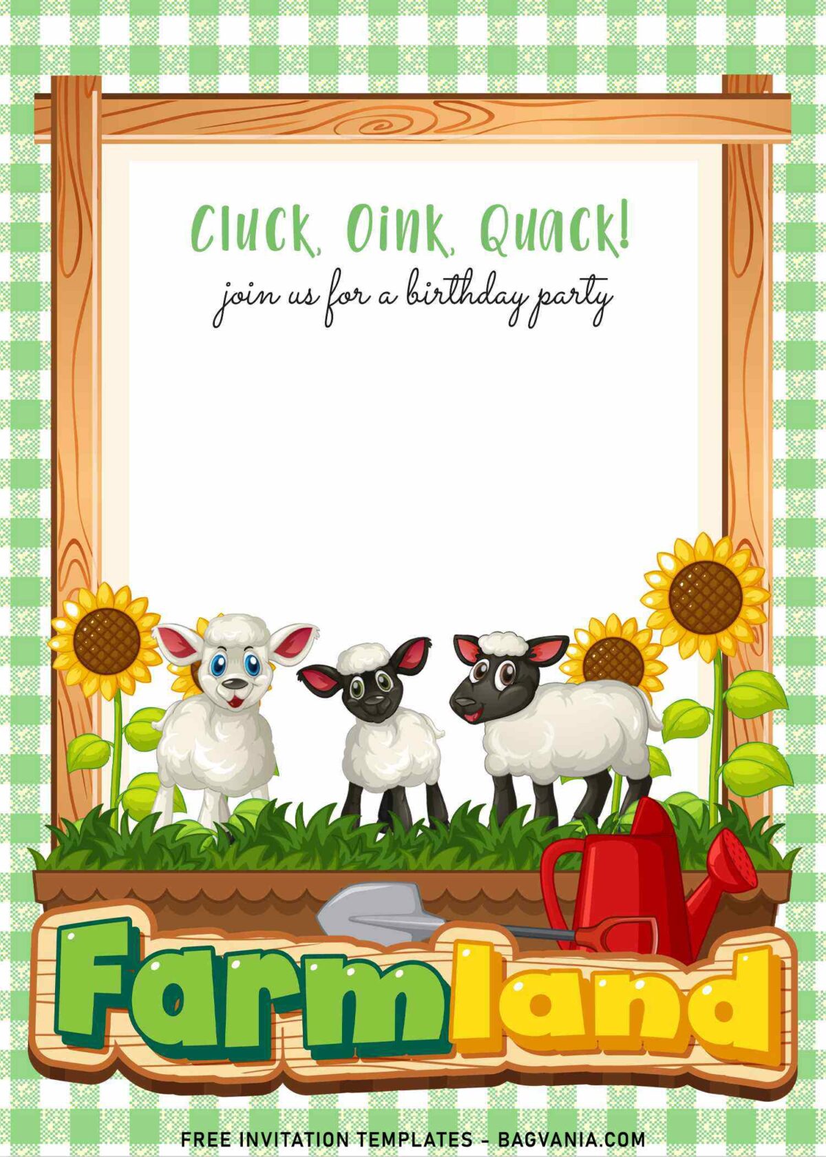 7+ Farm Animals And Garden Flowers Birthday Invitation Templates with adorable sheeps