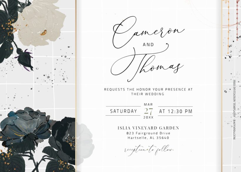 7+ Black Roses Watercolor Floral Wedding Invitation Templates Title