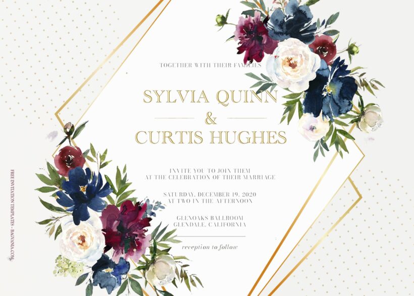 7+ Bordo And Navy Blossoming Floral Wedding Invitation Templates Title