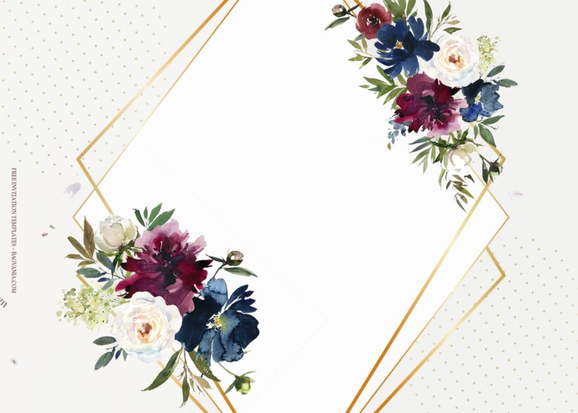7+ Bordo And Navy Blossoming Floral Wedding Invitation Templates Type Five
