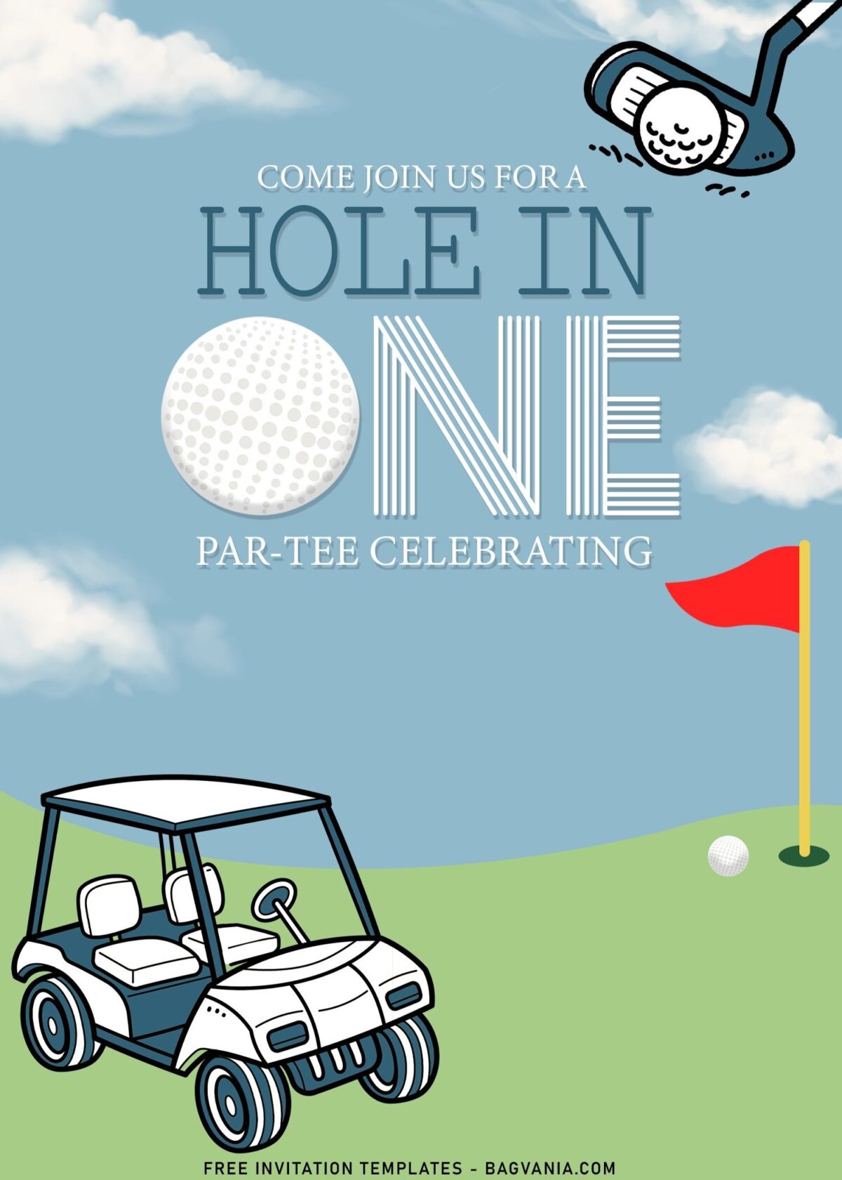 7+ Best Hole In One Kids Birthday Party Invitation Templates with Golf Cart