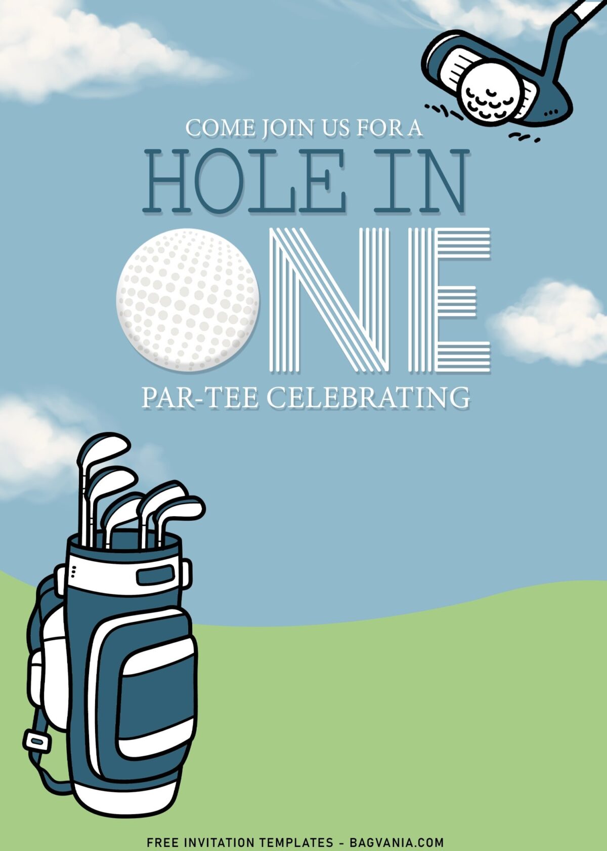 7+ Best Hole In One Kids Birthday Party Invitation Templates with golf trolley bag