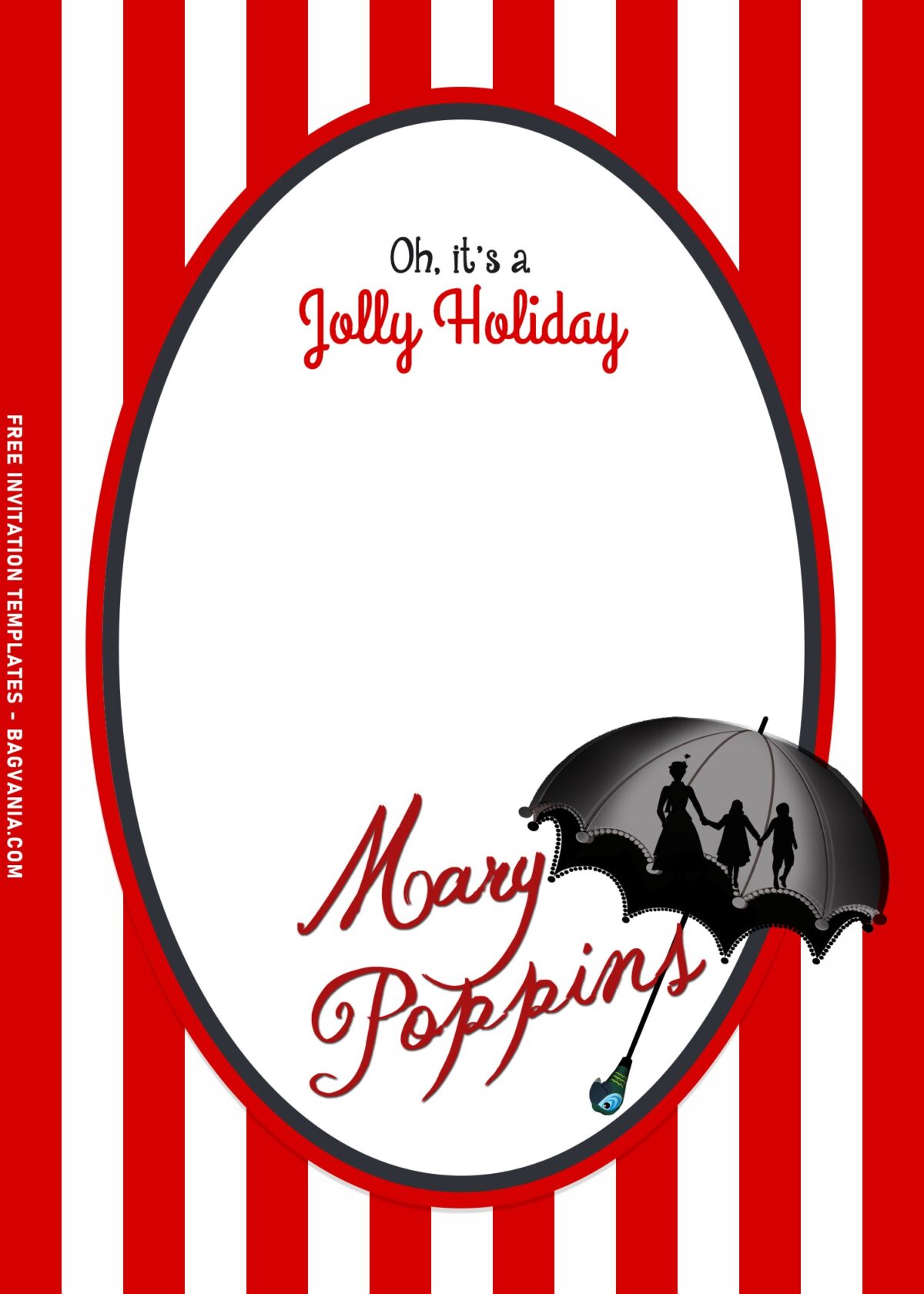 7+ Cute Mary Poppins Birthday Invitation Templates with Mary Poppins' Umbrella