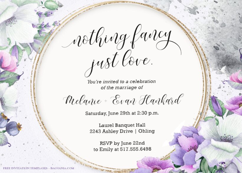 7+ Romantic Purple And Green Floral Wedding Invitation Templates Title