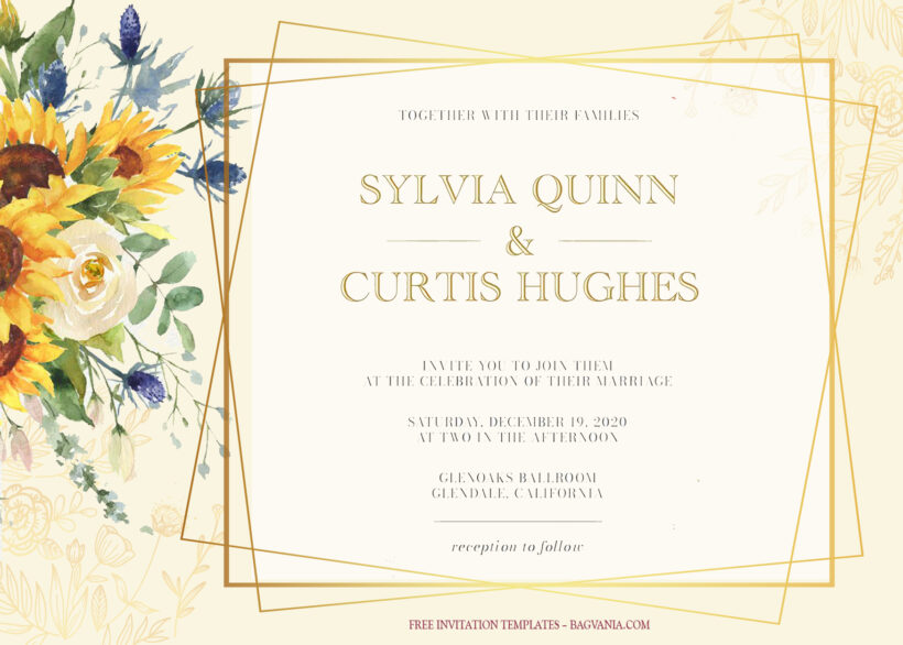 7+ Sunflowers Watercolor Floral Wedding Invitation Templates Title