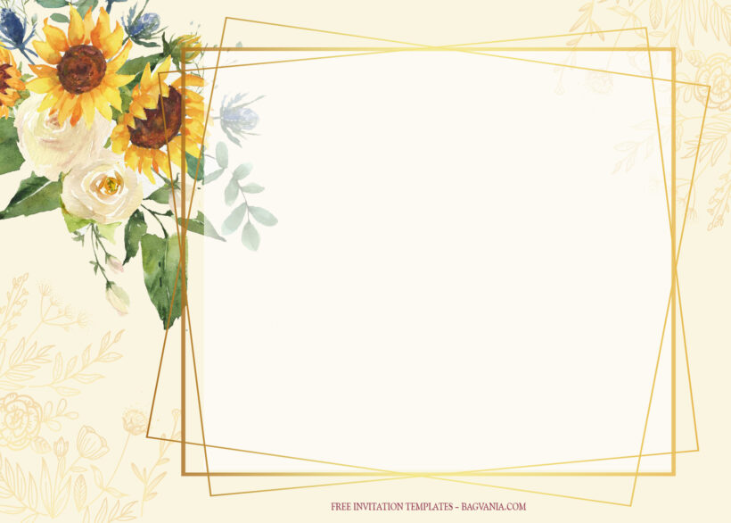 7+ Sunflowers Watercolor Floral Wedding Invitation Templates Type Five