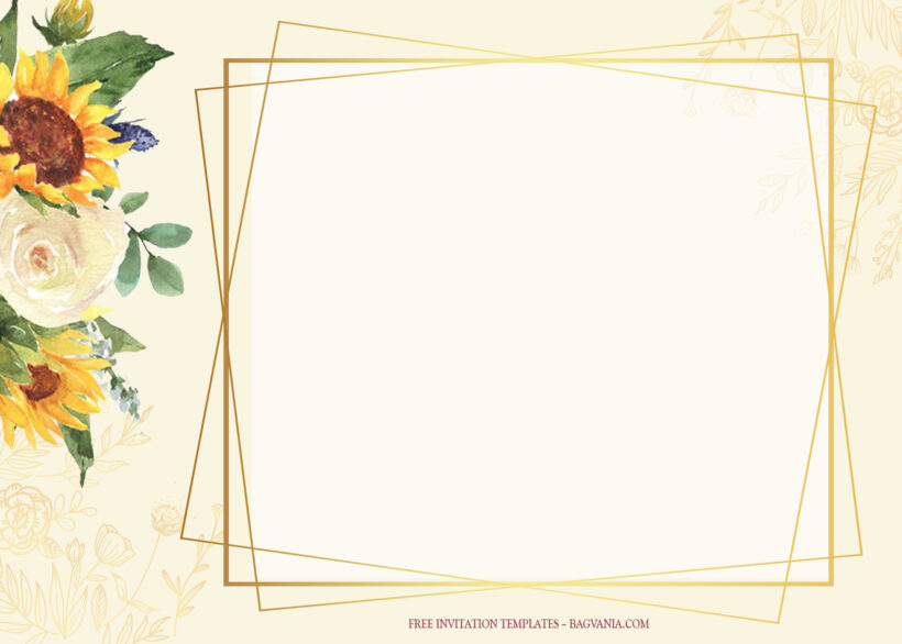 7+ Sunflowers Watercolor Floral Wedding Invitation Templates Type Three