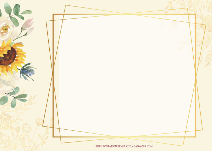 7+ Sunflowers Watercolor Floral Wedding Invitation Templates Type two