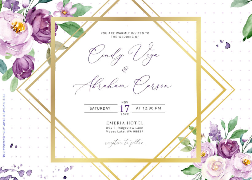 7+ Violet Roses Season Floral Wedding Invitation Templates Title