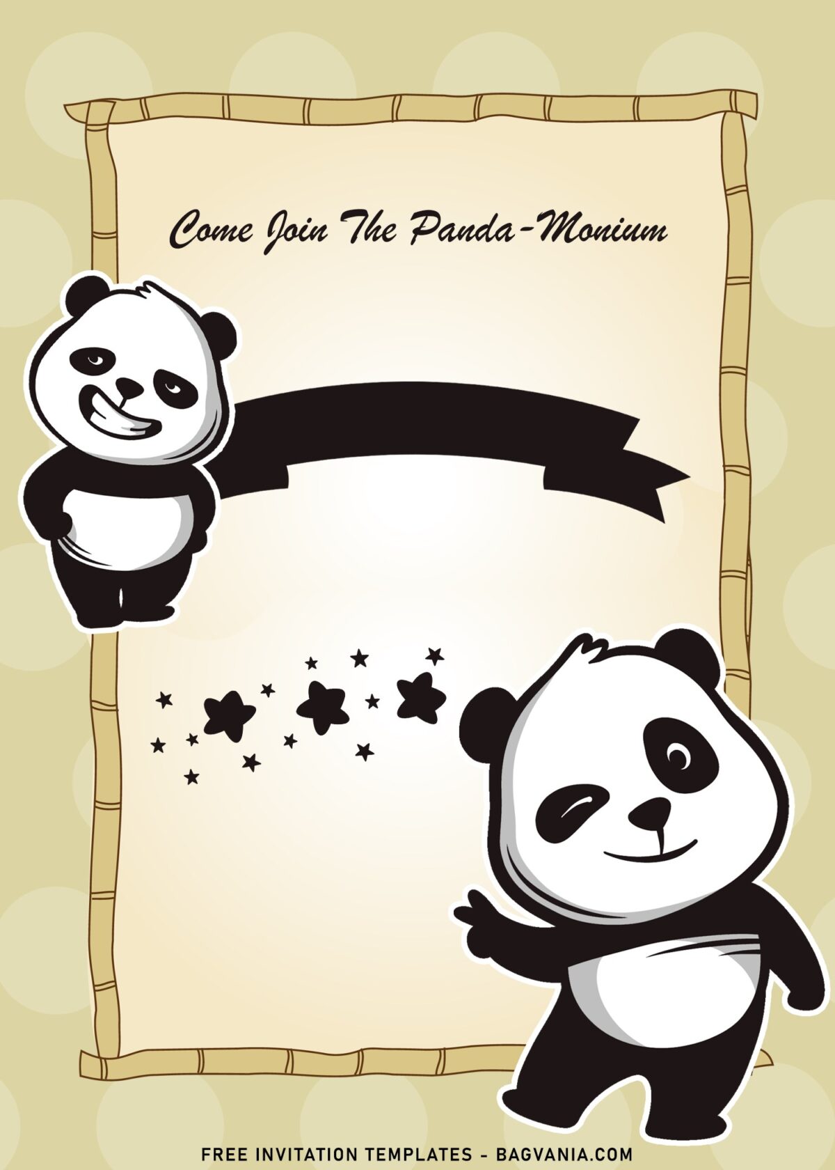 9+ Funny Panda Birthday Invitation Templates For Your Kid's Birthday with adorable bamboo frame text box