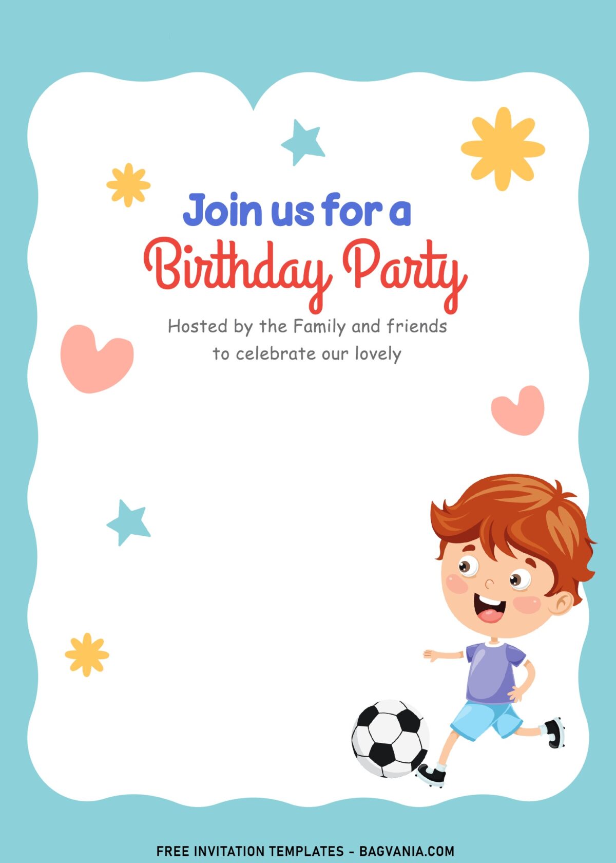 9+ Playful And Adorable Kids Birthday Invitation Templates For All Ages with adorable little boy playing soccer football