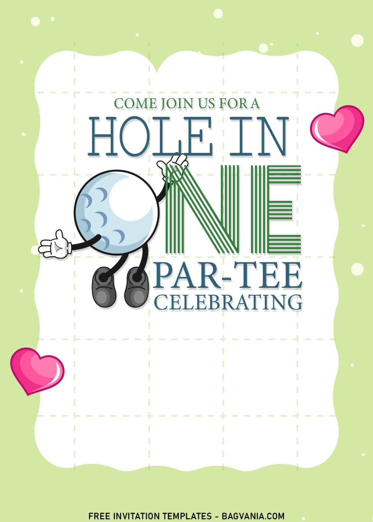 9+ Kids Golf Theme Birthday Party Invitation Templates with cute polkadot background