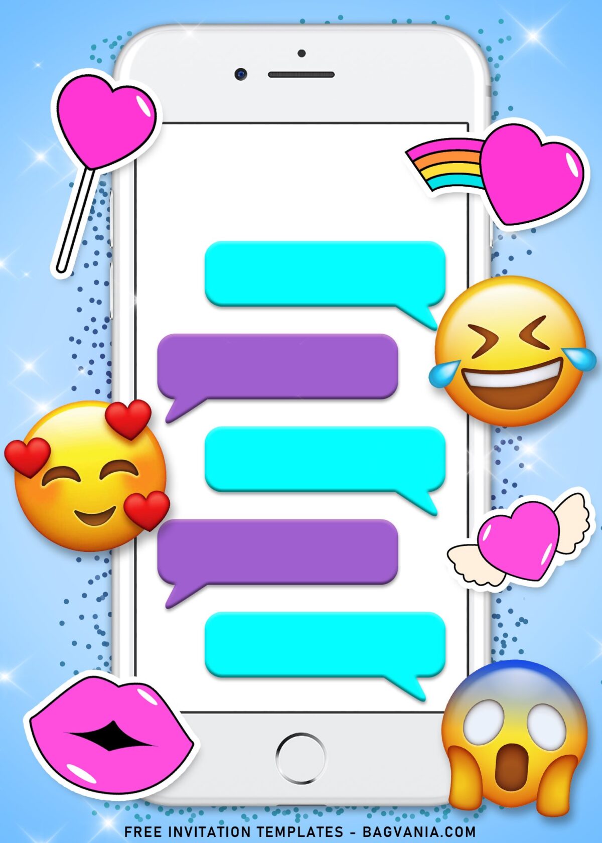 10+ Shimmering Emoji Movie Birthday Invitation Templates with Cute heart stick