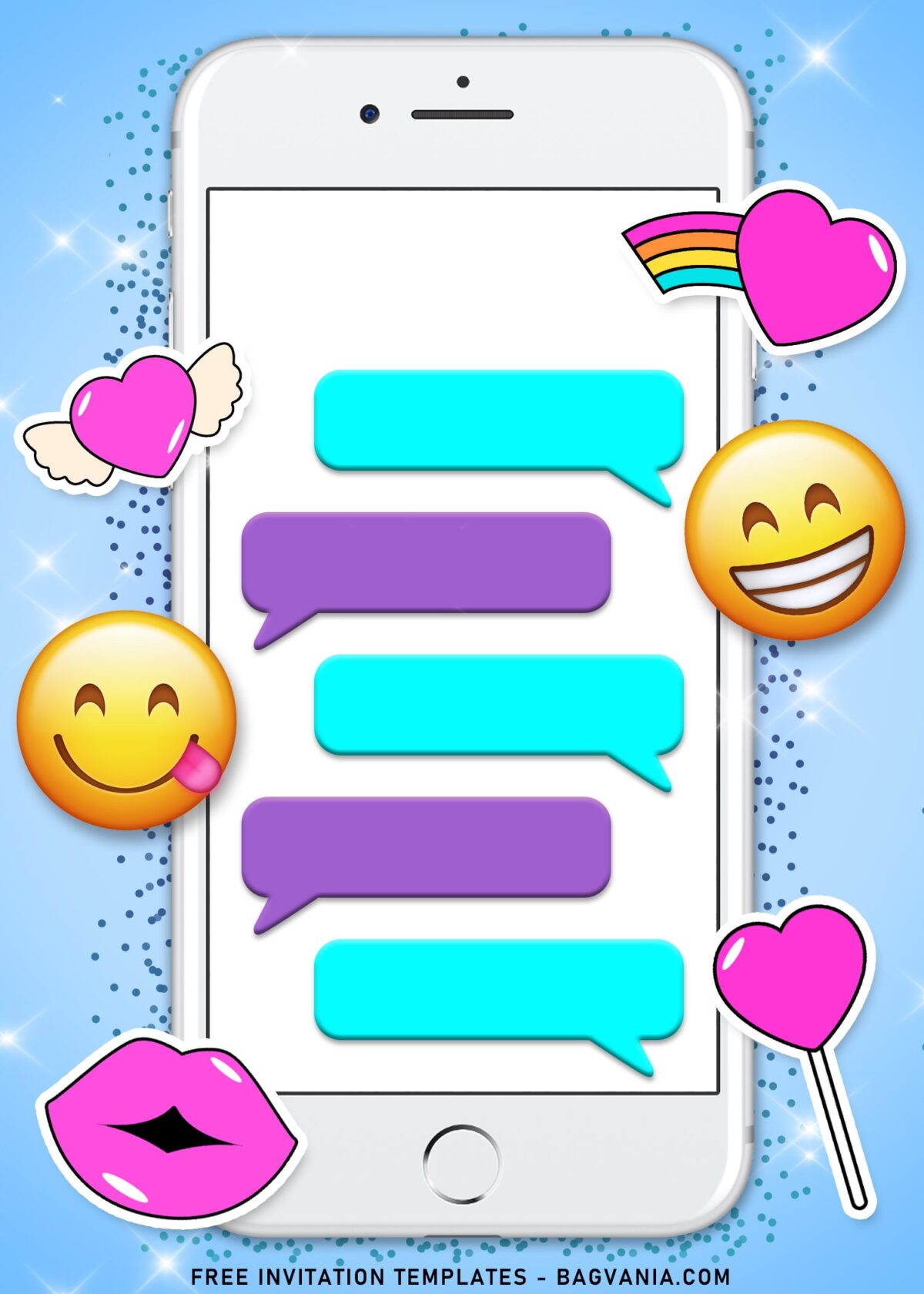 10+ Shimmering Emoji Movie Birthday Invitation Templates with lip sticker