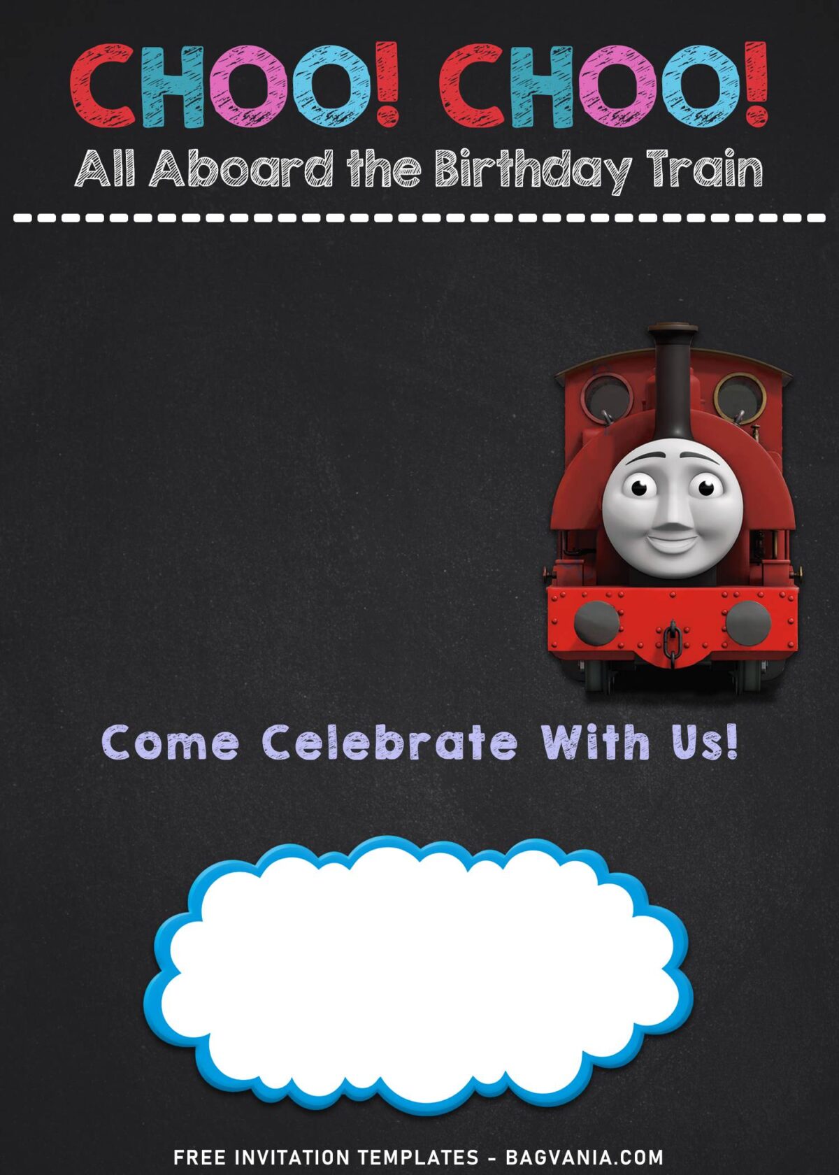 10+ Cartoon Chalkboard Thomas And Friends Birthday Invitation Templates with Percy