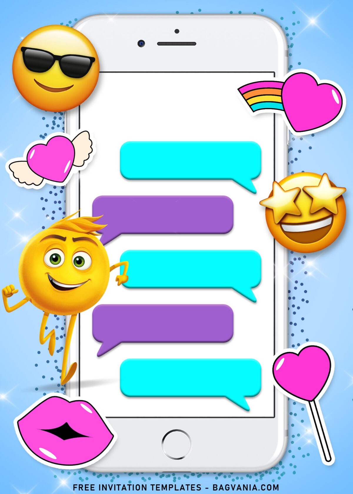 10+ Shimmering Emoji Movie Birthday Invitation Templates with Cool emoji