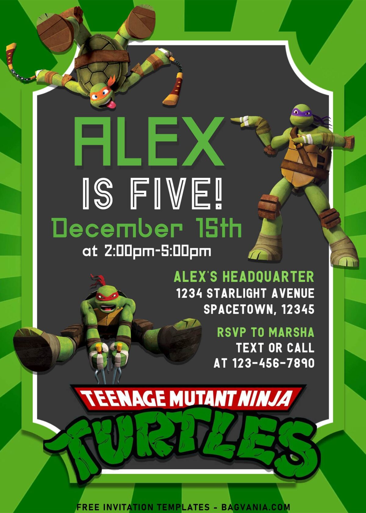 10+ Awesome Teenage Mutant Ninja Turtles Birthday Invitation Templates