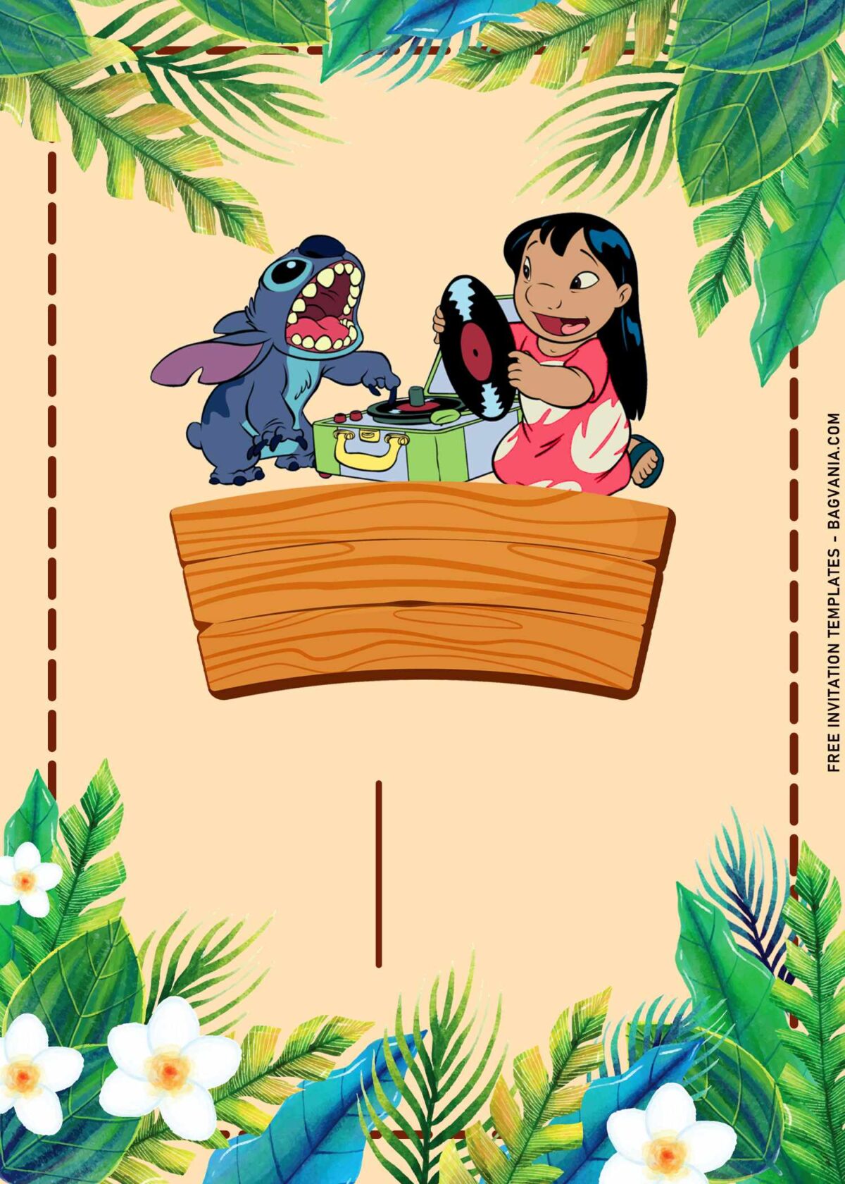 10+ Blissful Summer Hula Lilo & Stitch Birthday Invitation Templates with cute Lilo & Stitch play music