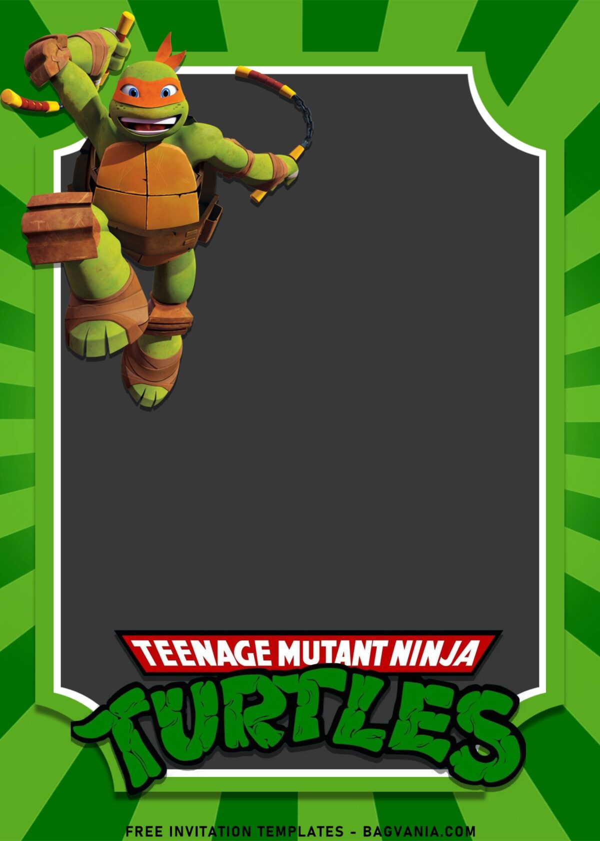 10+ Awesome Teenage Mutant Ninja Turtles Birthday Invitation Templates with Chalkboard Text Box