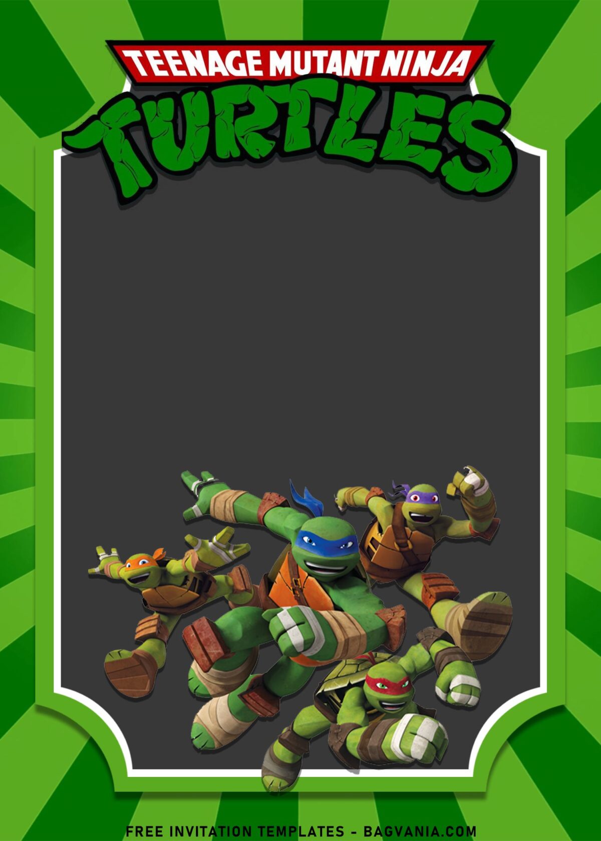10+ Awesome Teenage Mutant Ninja Turtles Birthday Invitation Templates with Donatello
