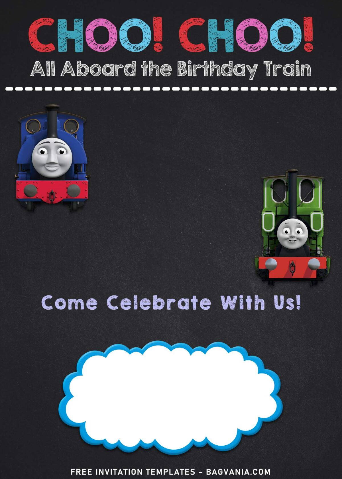 10+ Cartoon Chalkboard Thomas And Friends Birthday Invitation Templates with 