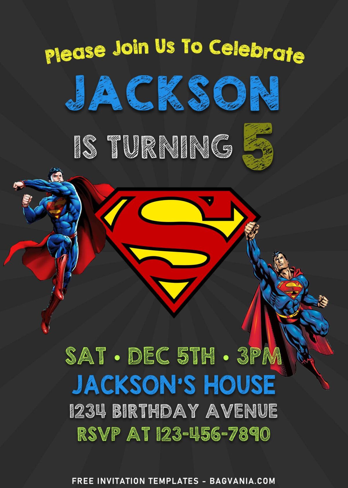 11+ Superman Chalkboard Kids Birthday Invitation Templates