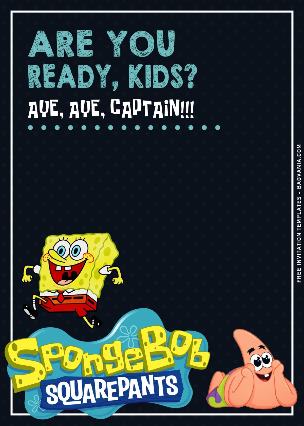 10+ Lively Colored SpongeBob SquarePants Birthday Invitation Templates with cute Patrick Star