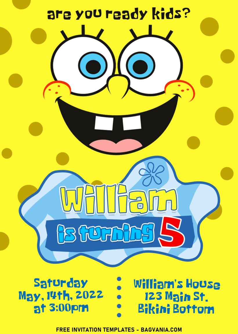 11+ Bright And Colorful SpongeBob Birthday Invitation Templates | FREE ...