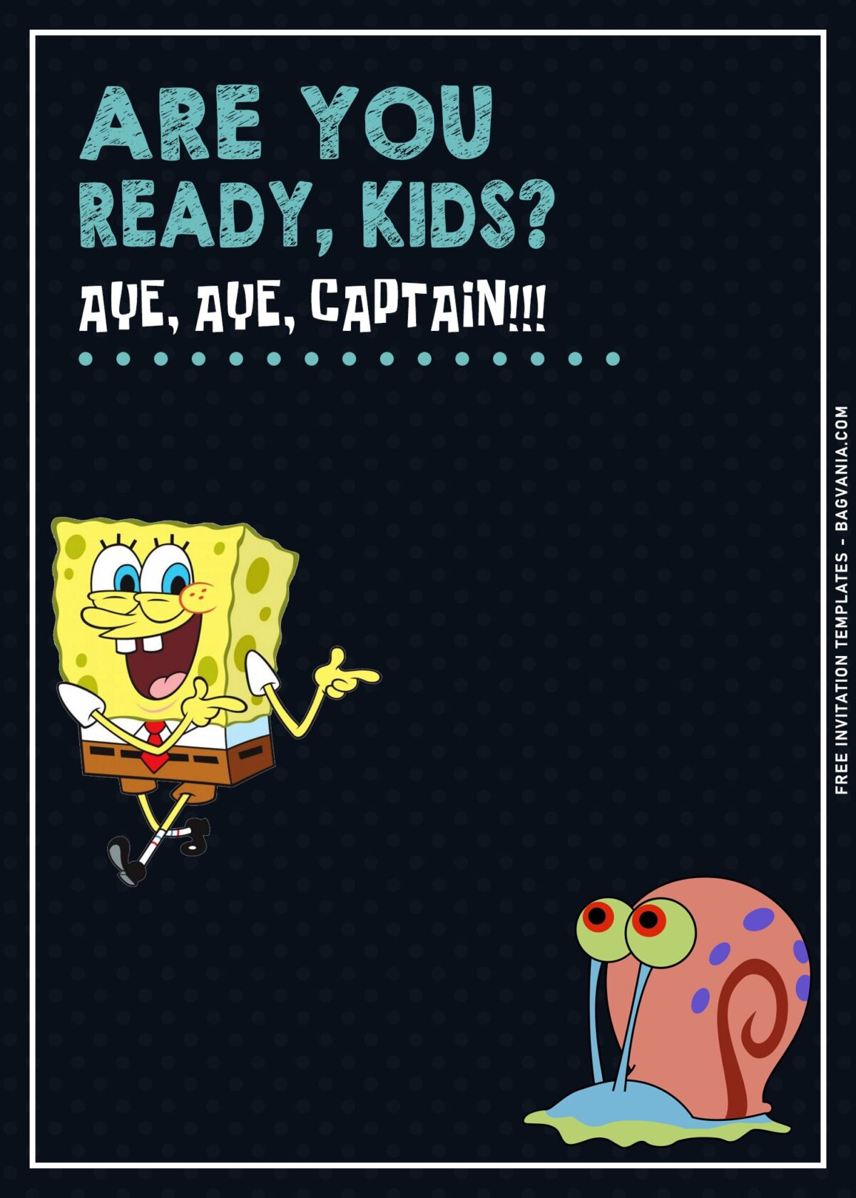 10+ Lively Colored SpongeBob SquarePants Birthday Invitation Templates with adorable Gary the Snail