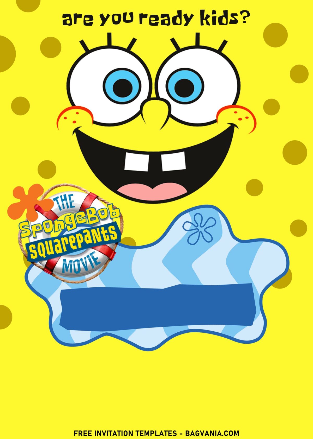 11+ Bright And Colorful SpongeBob Birthday Invitation Templates with Yellow Background and SpongeBob's Logo