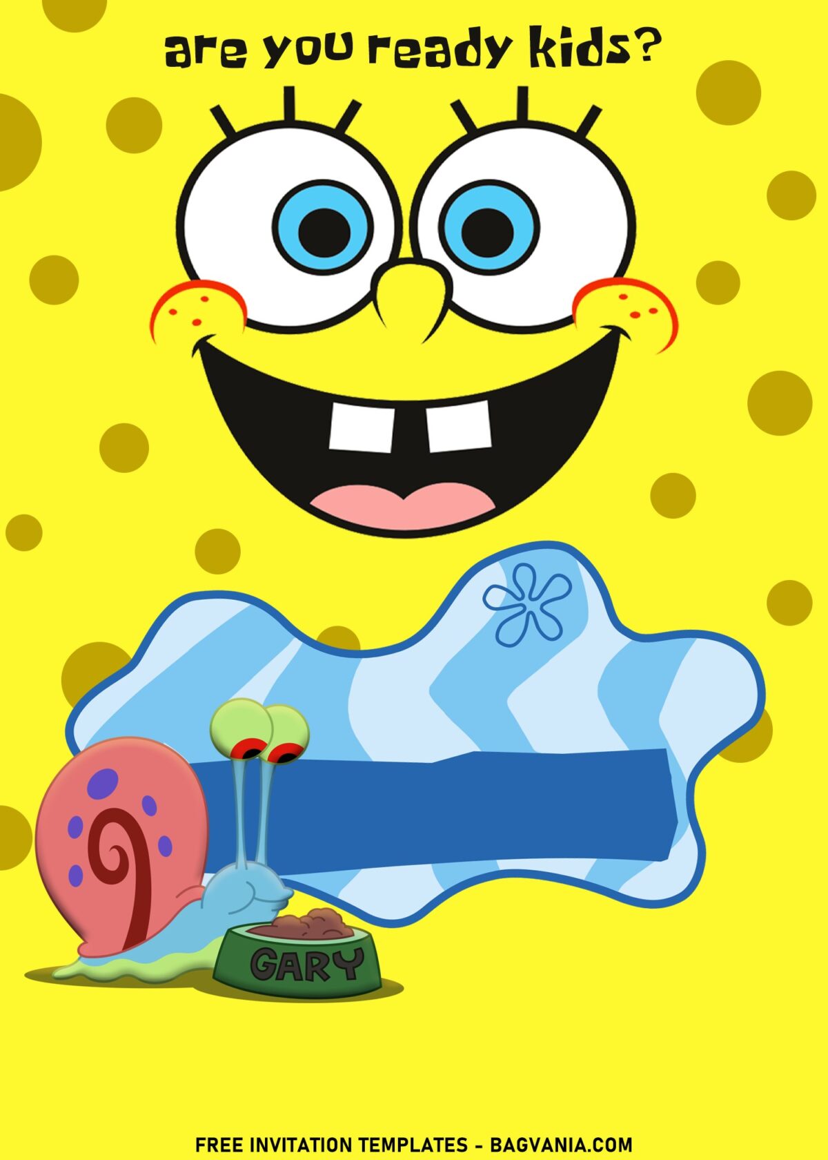 11+ Bright And Colorful SpongeBob Birthday Invitation Templates with adorable Gary is eating his meal