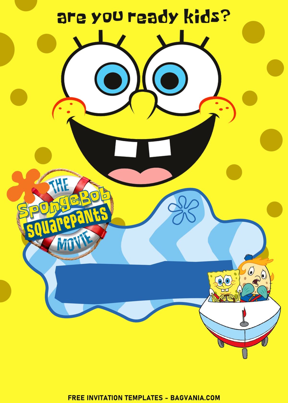 11+ Bright And Colorful SpongeBob Birthday Invitation Templates with Mrs. Puff and SpongeBob in driving class