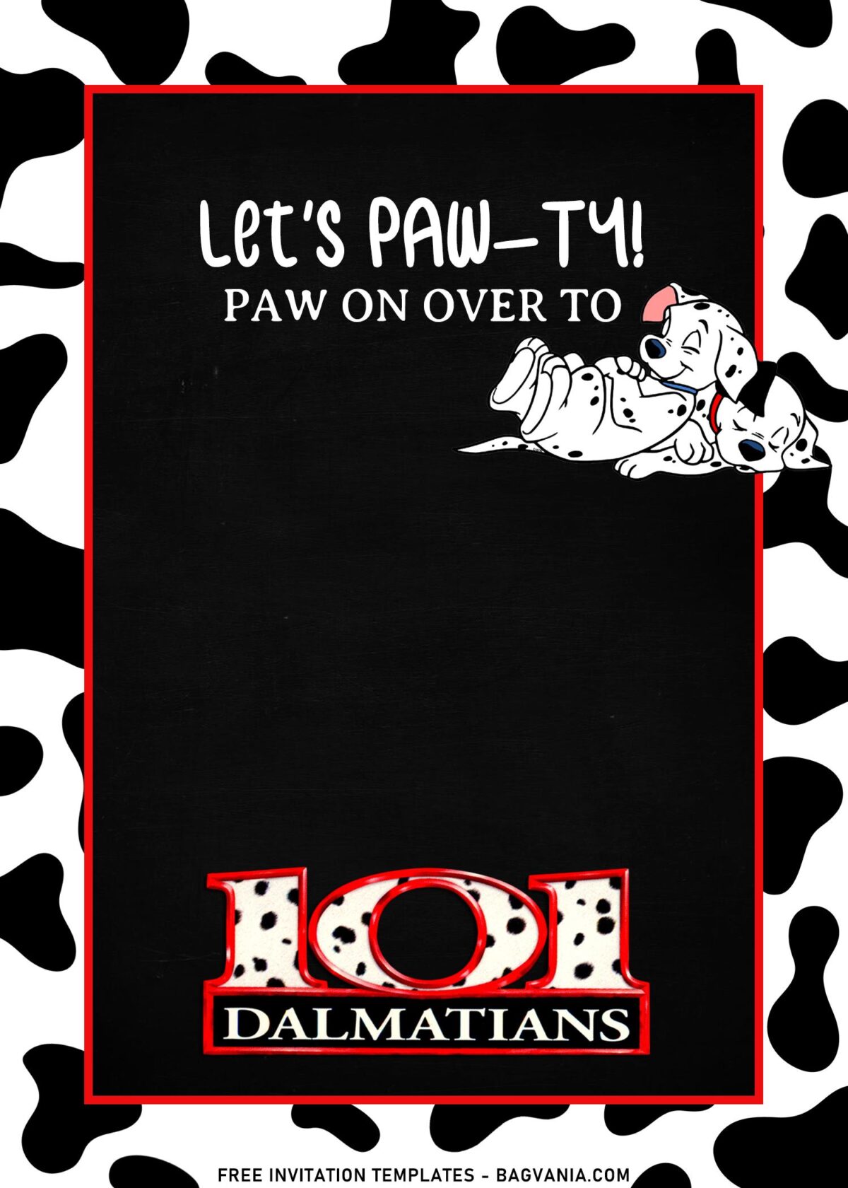 7+ Reminiscing 101 Dalmatians Birthday Invitation Templates with cute paw-ty wording