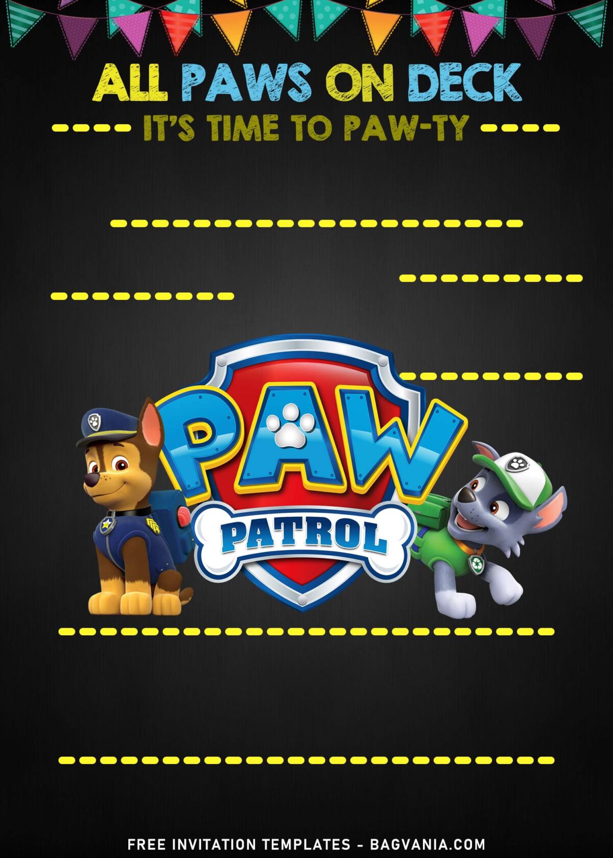 7+ Custom Paw Patrol Chalkboard Birthday Invitation Templates with Chase