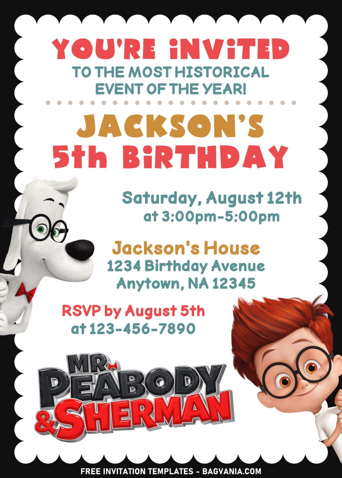 7+ Basic Cute Mr. Peabody & Sherman Birthday Invitation Templates