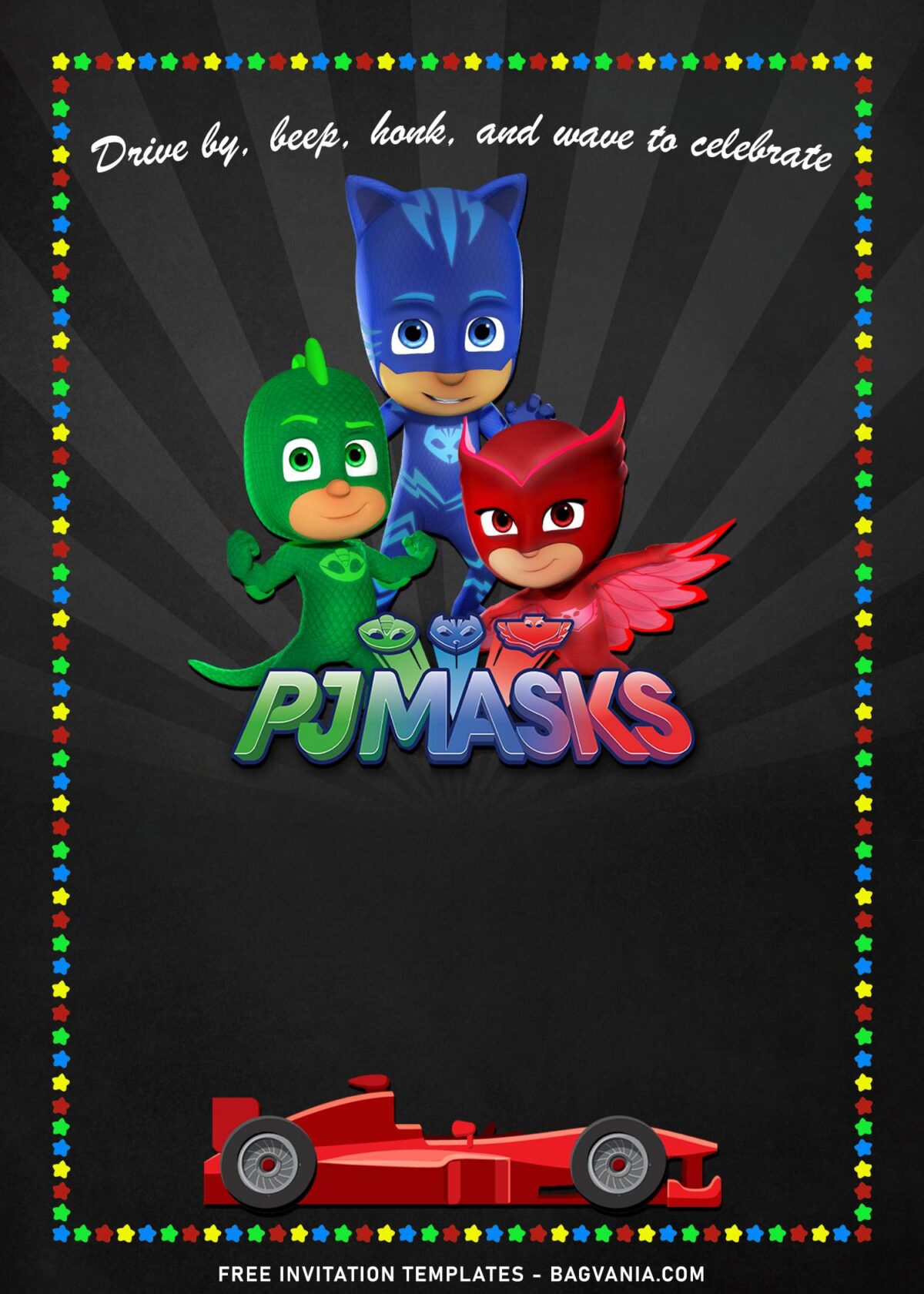 7+ Drive Honk And Wave PJ Masks Birthday Invitation Templates with Catboy