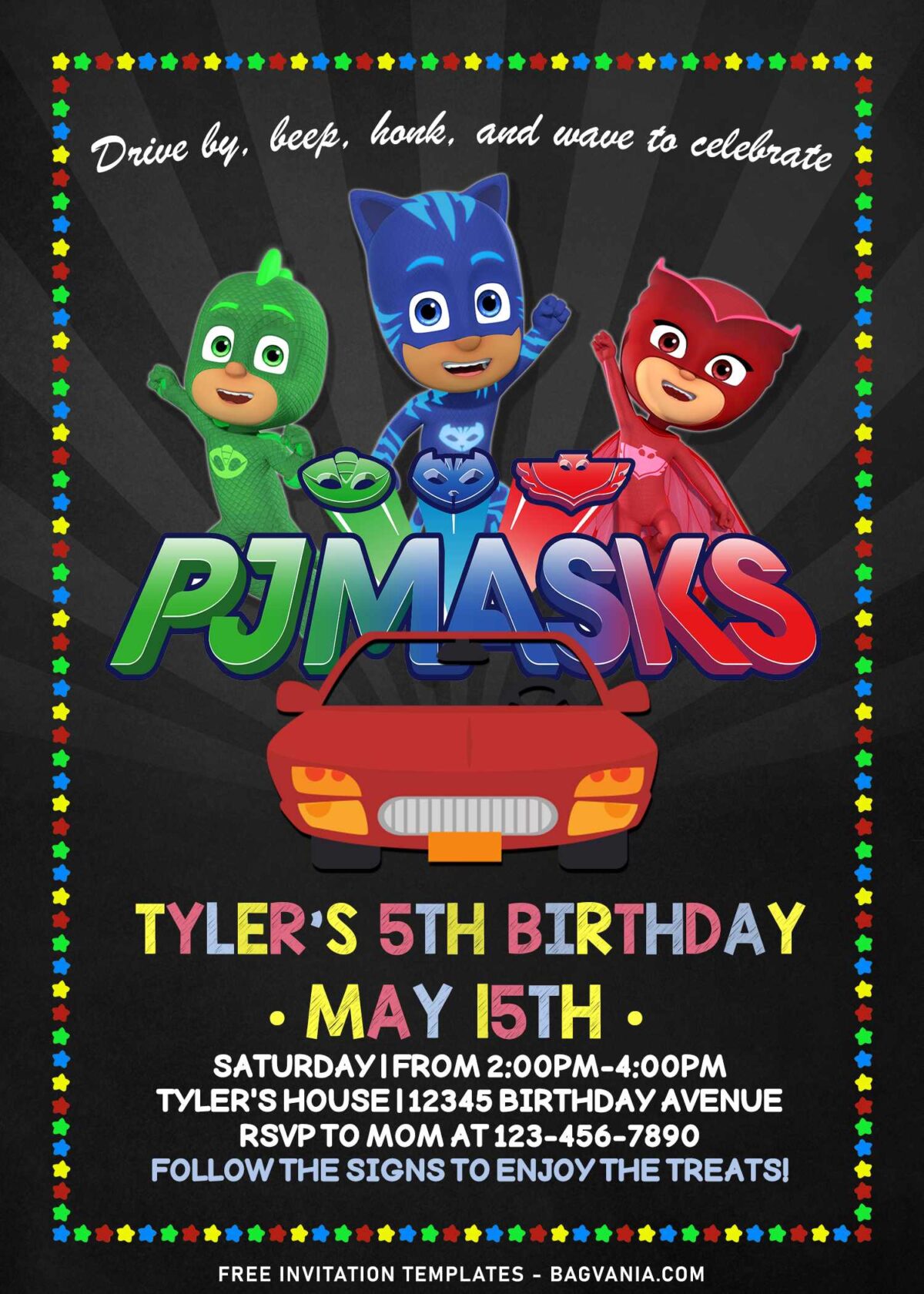 7+ Drive Honk And Wave PJ Masks Birthday Invitation Templates