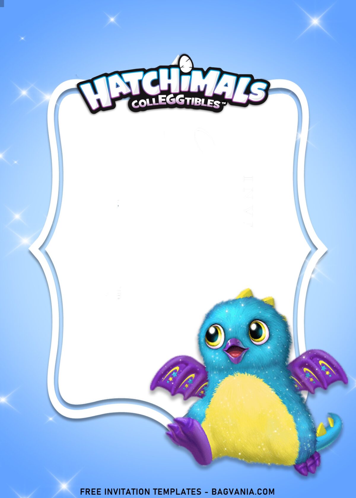 7+ Twinkly Cute Hatchimals Birthday Invitation Templates with adorable Penguin with wings