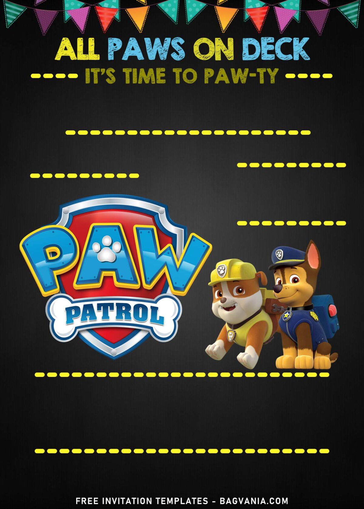 7+ Custom Paw Patrol Chalkboard Birthday Invitation Templates with Rumble