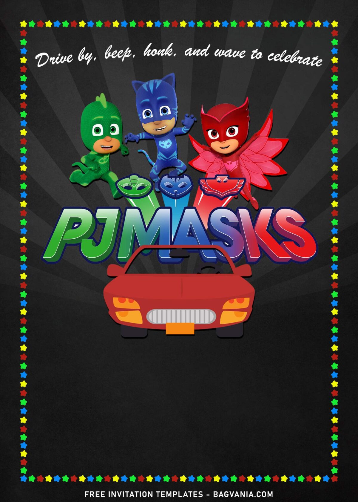 7+ Drive Honk And Wave PJ Masks Birthday Invitation Templates with Owlette