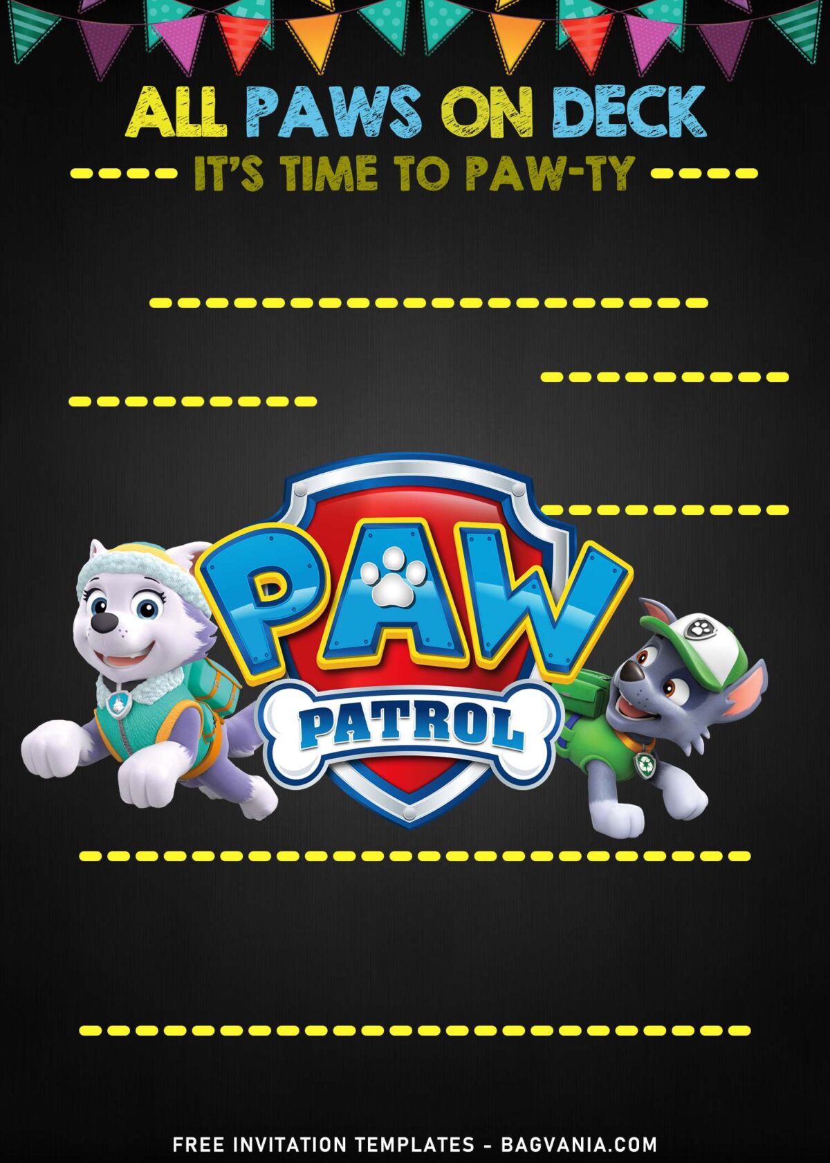 7+ Custom Paw Patrol Chalkboard Birthday Invitation Templates with Skye and Rocky