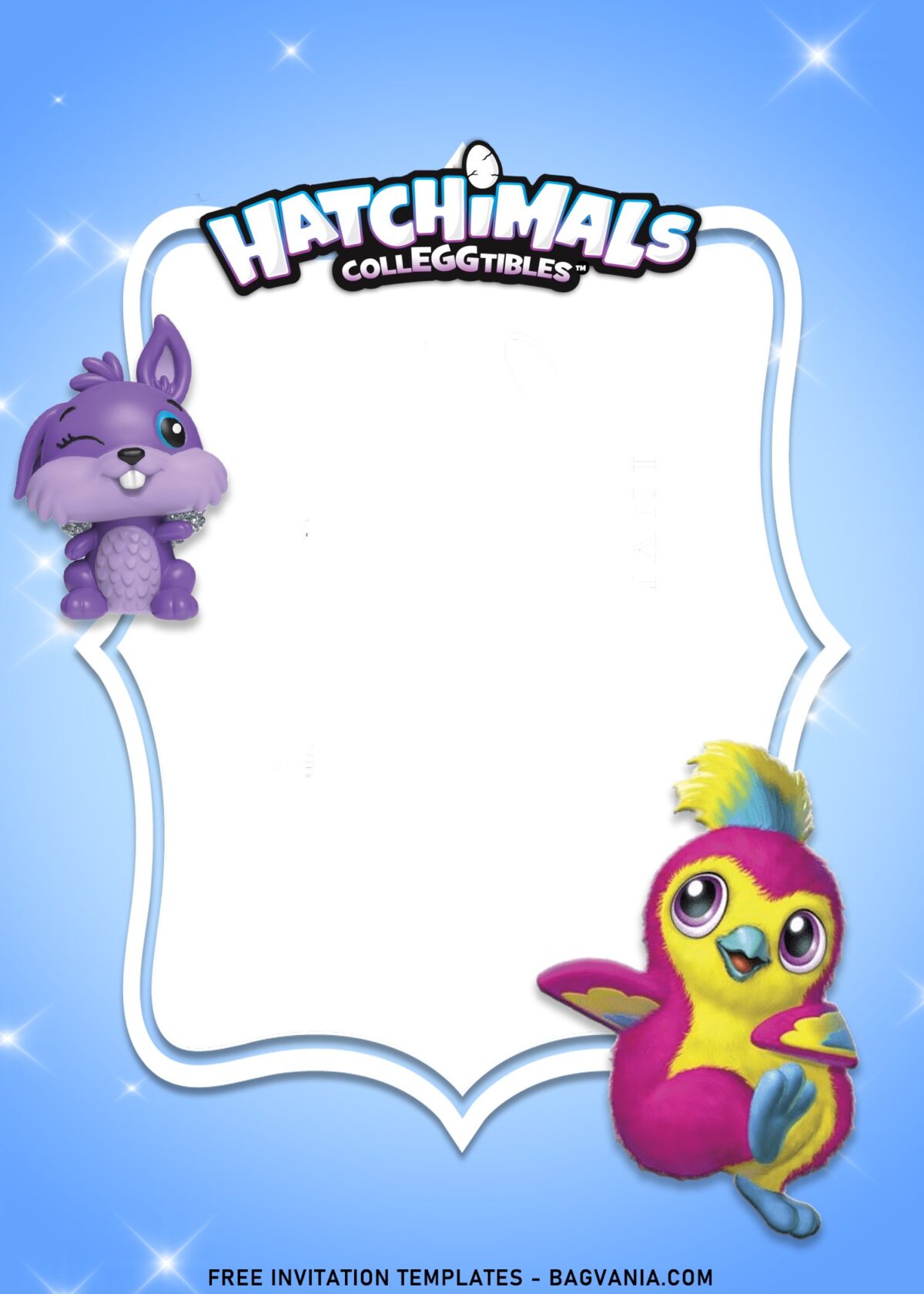 7+ Twinkly Cute Hatchimals Birthday Invitation Templates with adorable Rabbit Hatchimals