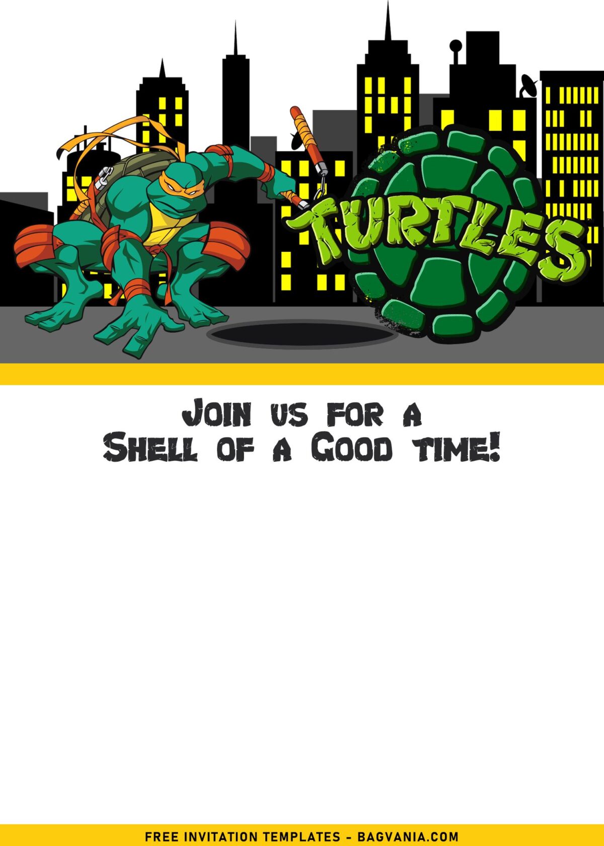 7+ Epic Teenage Mutant Ninja Turtles Birthday Invitation Templates with Donatello