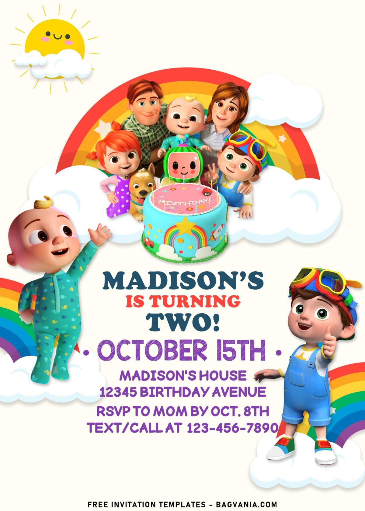 7+ Rainbow Baby Cocomelon Birthday Invitation Templates